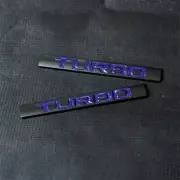 2x Matte TURBO Black Blue Big Metal Decal Sticker Badge Emblem Motor Door Luxury (for: Peugeot)