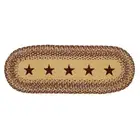 Exquisite Burgundy Tan Oval Braided Jute w/ Stenciled Stars Table Runner 13"x36"