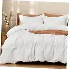 100% Cotton Muslin Duvet Cover Set Size, Breathable Queen White (No Comforter)