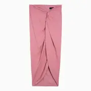 [Federica Tosi] Pink viscose midi skirt with knot 42 IT Pink