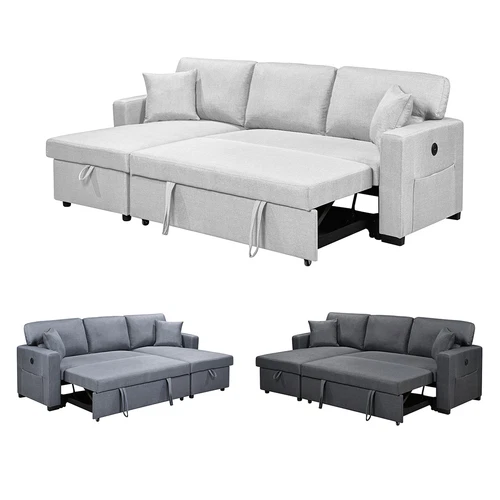 Foret 3 Seater Sofa Bed Modular Corner Pullout USB Lounge Storage Chaise Fabric