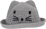 [FOMIYES] Cartoon Bucket Hat Weaving Sun Protection Hat for Summer Beach Lightweight Design for Outdoor Fun and Sun Safety Grey