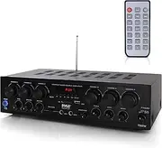 Bluetooth Home Audio Amplifier System - Upgraded 2018 6 Channel 750 Watt Wireless Home Audio Sound Power Stereo Receiver w/USB, Micro SD, Headphone, 2 Microphone Input w/Echo, Talkover for PA - Pyle