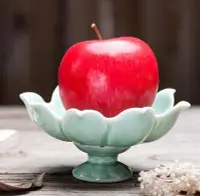在飛比找Yahoo!奇摩拍賣優惠-4022A 蓮花造型陶瓷盤 青瓷盤 水果盤陶瓷小盤子 佛桌擺
