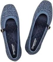 [Frank Mully] Mary Jane Women Flat Shoes Slip on Square-Toe Washable Shoes Comfortable for Dressy and Work with Ankle Strap