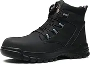 [NACKINg] Safety Shoes Work Shoes Men Women Lightweight Steel Toe Cap Breathable Safety Boots Non-Slip Work Boots with Rotary Knob Black, red, 9 US