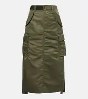 [Sacai] Sacai Nylon twill midi skirt AU 14 green