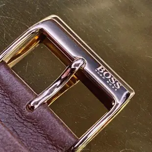 【BOSS】BOSS伯斯男女通用錶型號HB1513604(寶藍色錶面玫瑰金錶殼咖啡色真皮皮革錶帶款)