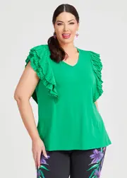 [Taking Shape] Taking Shape Pleated Sleeve Party Top Size 20 in Island Green - Plus Size Women's Clothing Island Green