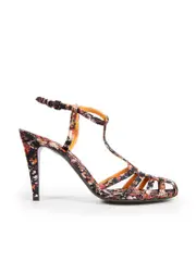 Abstract Printed T-Bar Sandals