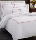 Sferra Grande Hotel 77320 King Flat Sheet White/Berry 100% Cotton Percale Italy