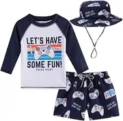 [RUOGU] Toddlers and Baby Boys' 3-Piece Rash Guard Swimsuits Kids Long Sleeve Sunsuit Swimwear Sets