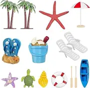 Tropical Cupcake Topper | 15X Beach Garden Decorations | Chair Boat Palm Tree Umbrella Decoration for Swimming Pool Beach Birthday Supplies