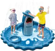 Shark Splash Pads Sprinkler for Toddlers Splash Mat Inflatable Pool Kids Summer