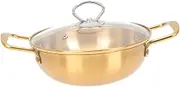 UTHCLO Double Handle Stainless Steel Pot Seafood Noodle Cooker Practical Kitchen Stockpot Instant Noodles Pot Safe Sturdy