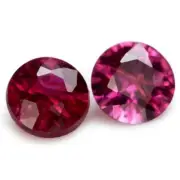 Certified 2.6mm Natural Untreated Red Ruby VVS Brilliant Cut Round Matching Pair
