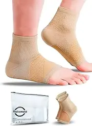 Rolxmed Peripheral Neuropathy Socks Ankle Compression Sleeves for Plantar Fasciitis Nerve Pain Relief Support Sock Elastic Brace for Women Men (1 Pair) (Beige, S)