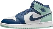 [Nike] Jordan Boy's Air Jordan 1 Mid (Big Kid) Mystic Navy/Mint Foam/White 7 Big Kid M