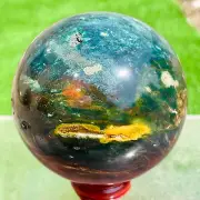 593g Natural Colourful Ocean Jasper Geode Sphere Quartz Crystal Ball Specimen