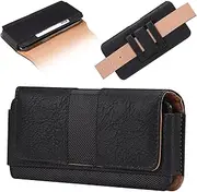 Phone Pouch Compatible with iPhone 15/14/13/12 Pro Max 15/14 Plus Belt Clip Cell Phone Holster, Rugged Nylon + Leather Carry Bag Pouch Case Compatible with Galaxy S24/S23/S22/S21/S22 Ultra Belt Clip H