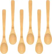 6 Pcs Small Wooden Spoons, 6.4 Inch Uncoated Wooden Spoons for Honey, Little Wooden Serving Table Spoons Set, Natural Bamboo Eating Spoons for Sugar, Salt, Spices, Easy to Clean & Maintain