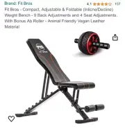 FIT BROS Adjustable Weight Bench 900Lb Stable Workout Bench-Black/Red NEW READ