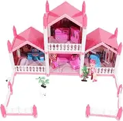 Milisten Imitation Castle Model for DIY Dollhouse Puzzle with Lights Building Kit for Early Education and Interactive Play Sturdy Material