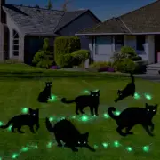 6 Black Cat Halloween Yard Signs Outdoor Decoration Glow-in-the-Dark LED Light