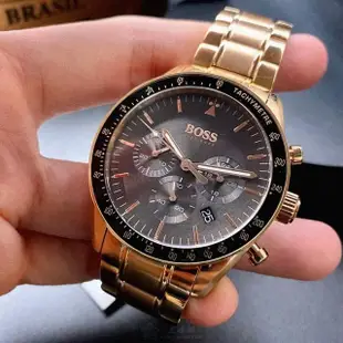 【BOSS】BOSS手錶型號HB1513632(黑色錶面玫瑰金錶殼玫瑰金色精鋼錶帶款)
