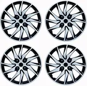 4PCS Car Universal Wheel Cover R14 R15 Inch Hubcap Replacement Hub Caps Wheel Rim Cover PP Tire Accessories Snap On SUV(R14 Black Silve)