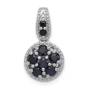 Sterling Silver Rhodium-plated u0026 Sapphire Circle Pendant