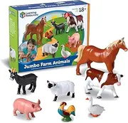 Learning Resources Jumbo Farm Animals - 7 Pieces, Ages 18+ Months Animal Toys for Toddlers, Farm Animals for Kids