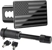 SINGARO Tow Hitch Cover, Heavy American Flag Metal Trailer Hitch Cover for 2 Inch Receivers, Ideal for Truck Accessories with 5/8-Inch Pin Diameter Trailer Hitch Lock