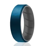 Silicone Wedding BR 8mm Edge Ring - Grey-Blue by ROQ for Men - 11 mm Ring