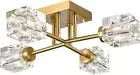 Gold Sputnik Ceiling Light Chandeliers Modern Ceiling Light Fixture 4-Light Crys