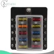 10 Way Blade Fuse Box Block Holder w/ 10PCS Connector For Car Marine Kit ATO ATC