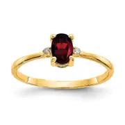 Solid 14k Yellow Gold Simulated CZ & Garnet Birthstone Ring