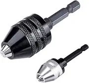 Fixinus 2 Pieces Drill Chuck Adapter - 1/4 Inch Hex Shank Drill Bit Adapter, Impact Chuck Adapter Keyless Drill Chuck for Impact Driver (0.6-8mm, 0.3-3.6mm)