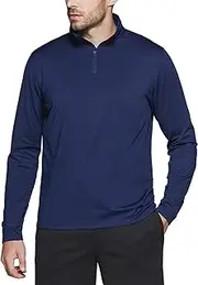 [TSLA] Men's Quarter Zip Thermal Pullover Shirts, Winter Fleece Lined Lightweight Running Sweatshirt