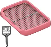 LeoLeoyy Dog Potty Tray Puppy Pee Pad Holder Indoor Pet Training Pad for Small and Medium Dogs, Gray (Pink)