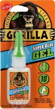 Super Glue Gel 15g Fast-Setting Clear Cyanoacrylate w/ Anti-Clog Cap GG41008