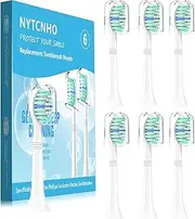 [NYTCNHO] Replacement Toothbrush Heads Compatible with Philips Sonicare Electric Toothbrush, 6 Pack Soft DuPont Bristles, C1 C2 G2 W 4100 HX6062/65 and More Snap-on Handles