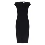 [Alexander Mcqueen] Alexander Mcqueen Cap-sleeve Lace-embroidered Midi Dress 46 IT BLACK