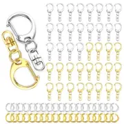 50Pcs Lobster Claw Clasps for Keychain Clip, Swivel Snap Hooks Silver and Gol...