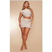 Shape Stone Slinky Ruched Side Mini Skirt, Stone
