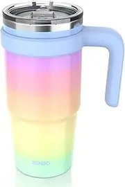 [Zenbo] 24oz Insulated Coffee Mug with Handle & Leak-Proof Lid | Keeps Drinks Hot 5hrs, Cold 16hrs, Fits Car Cup Holder, Dishwasher Safe