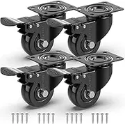 4 Castor Wheels 50mm + Screws 200KG Heavy Duty Castors Swivel Wheel Rubber Casters for Furniture Table Trolley Bed Workbench