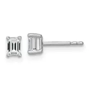 14k White Gold 1/2 ctw Lab Grown Diamond VS/SI+ G+ Emerald 4 Prong Heavy Wt. Stud Earrings