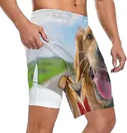 [ZZXXB] Golden Retriever Athletic Shorts for Men with Pockets 2 in 1 Quick Dry Running Shorts S-3XL
