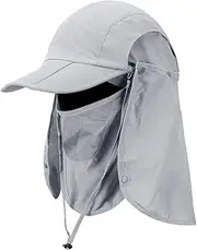 [Cristgee] Foldable Sun Cap, Fishing Hats, Protection Caps with Face Mask Neck Flap